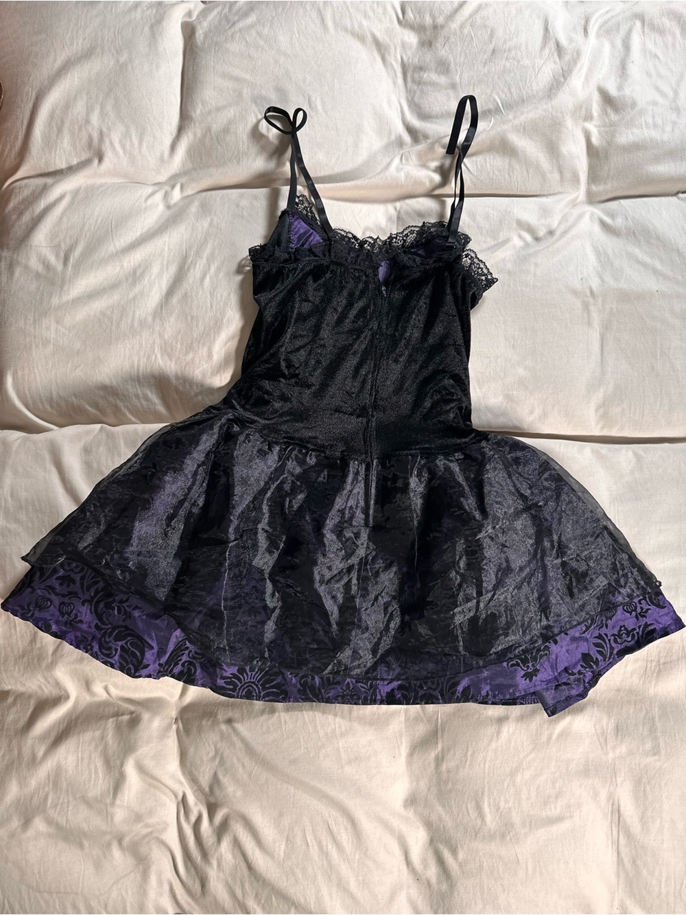 Lip Service Purple Gothic Lace Corset Mini Dress Retro Y2K Grunge Large Babydoll - Picture 10 of 13